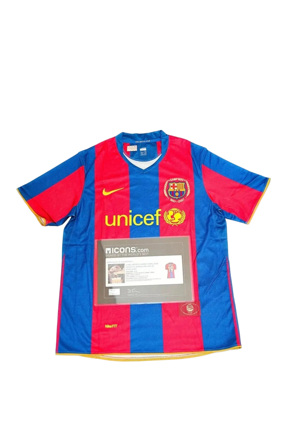 Lionel Messi & Lamine Yamal - Dual Signed Barcelona #19 Jersey 2007/2008 - Icons COA