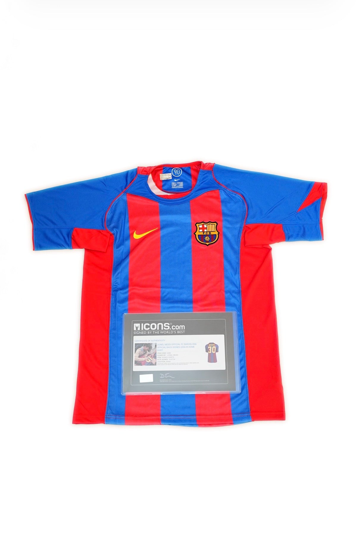 Lionel Messi - Barcelona Retro #30 Signed Jersey - Icons COA